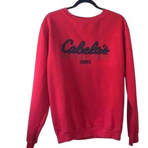 Cabelas Red Crewneck Sweatshirt S Reg/P Normal Cotton/Poly Blend